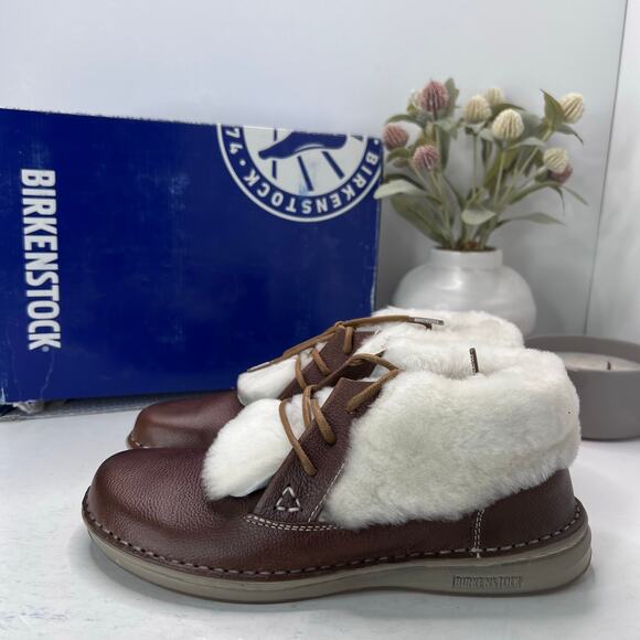 Birkenstocks Memphis High Leather/Textile Shoe Brown Women 7/Men 5 NWB Narrow - Picture 3 of 10